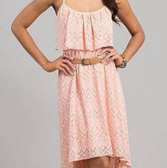 As U Wish Dresses & Skirts - As u wish blush pink hi low ruffle chevron dress
